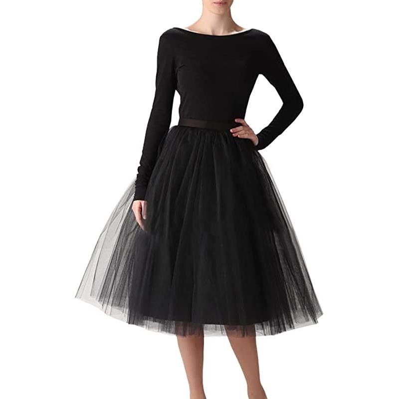 Women's A Line Short Knee Length Tutu Tulle Prom Party Skirt