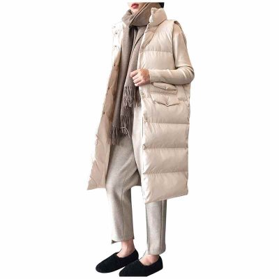 Women's Long Winter Coat Vest Sleeveless Warm Down Coat With Pockets Quilted Vest Down Jacket Quilted Outdoor Jacket