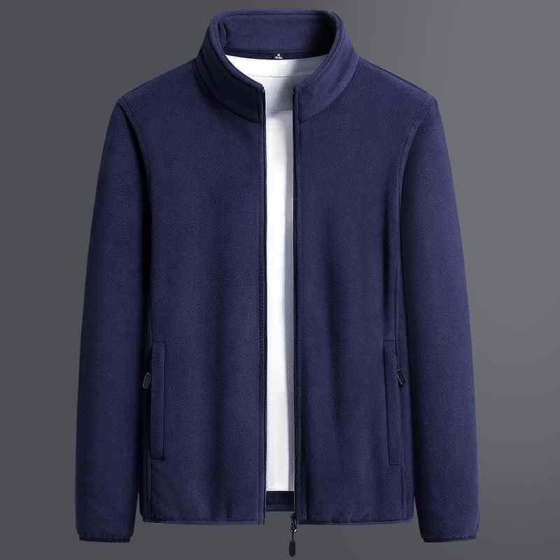 New Autumn Plus Size Men's Polar Fleece Jacket Classic Stand Collar Solid Color Men Outwear Clothes Casual Jackets Coat 8XL