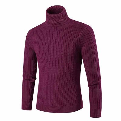 Men's Casual Turtleneck Pullover Sweaters Long Sleeve Slim Fit Solid Color Sweater Tops