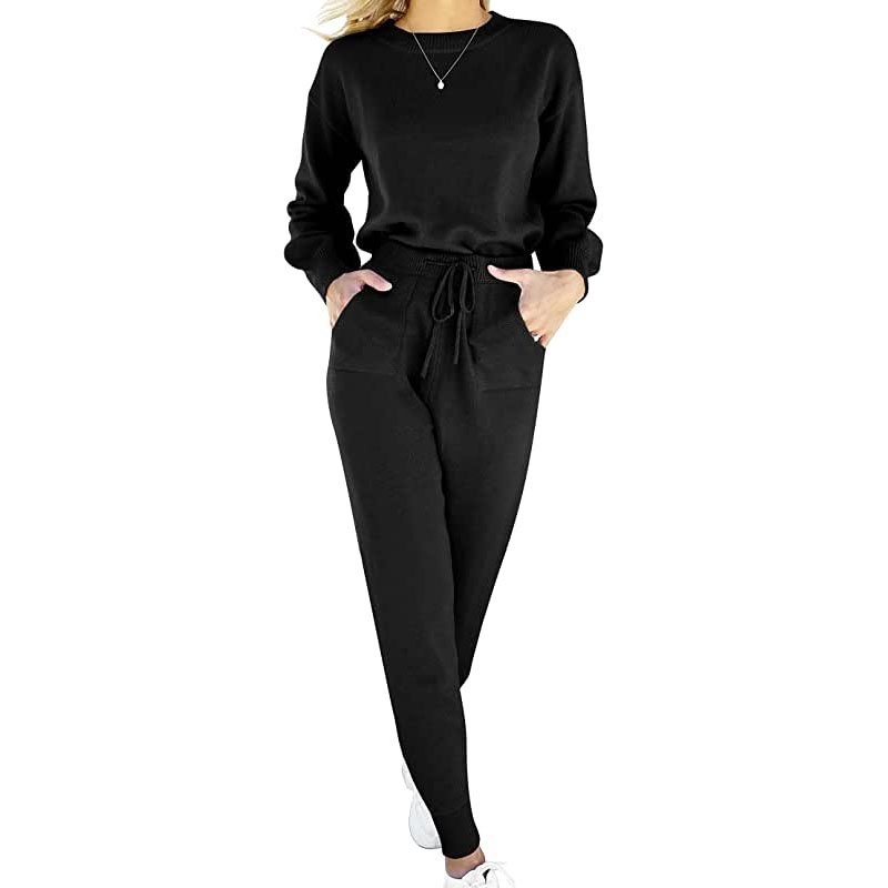 Women Two Piece Outfits Sweater Sets Long Sleeve Pullover and Drawstring Pants Lounge Sets