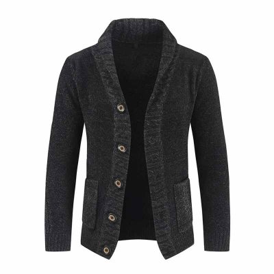 Men's Autumn And Winter Knitted Sweater Long Sleeve Turndown Collar Solid Casual Outwear Cardigan Sweater Coat Blouse Male