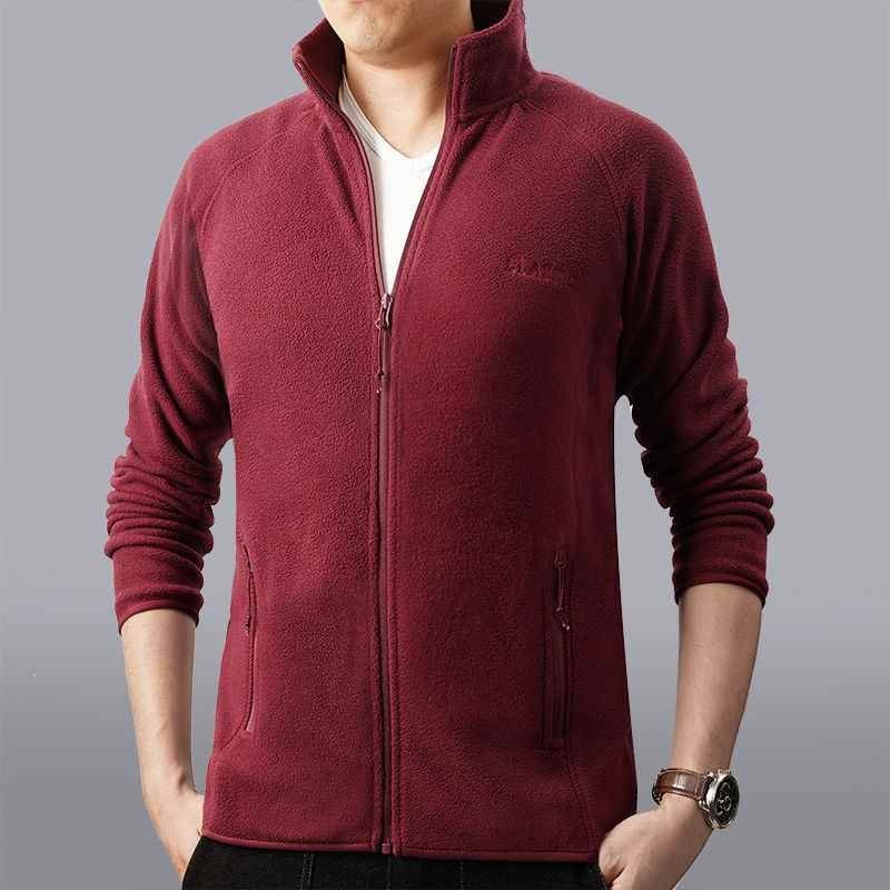 Men's Jacket Slim Fleece Tactical Sweater Casual Turn Down Collar Zipper Solid Jacket Male veste Warm Winter Coat men's clothing